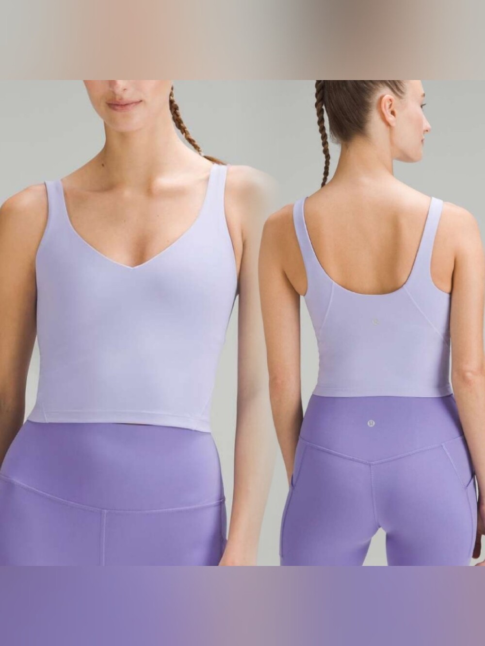 lululemon Align Tank Top Cropped Nola Built In Shelf Bra In Lilac Smoke Size 6